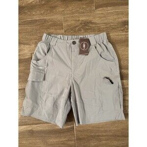 Men’s Hiking Cargo Shorts Size Medium Gray NWT Zip Pockets Elastic Waist